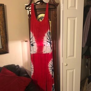 Red Tie die Maxi sleeveless dress